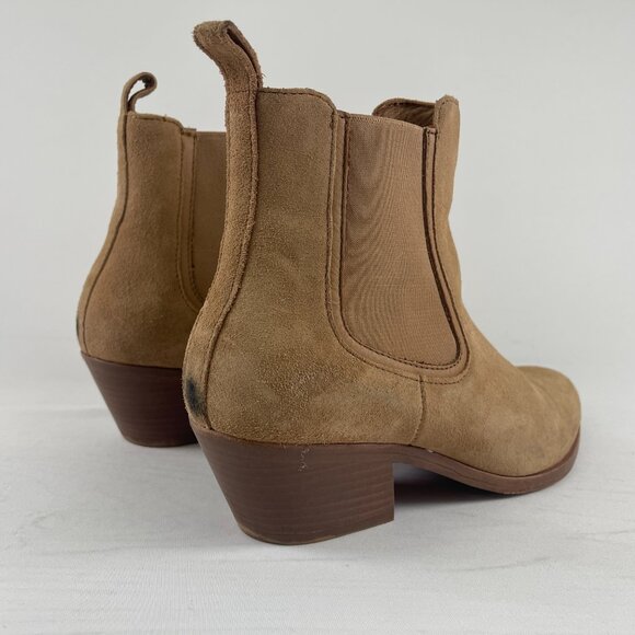 Thursday Chelsea Boots Womens 6.5 Suede Beige Handmade Leather Ankle Booties - Picture 4 of 11
